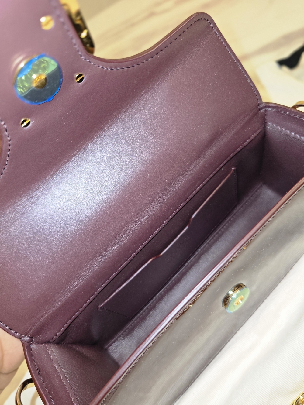 Lanvin Patent Mini Bag in Deep Plum with Gold Cat Handle - Picture 8 of 16
